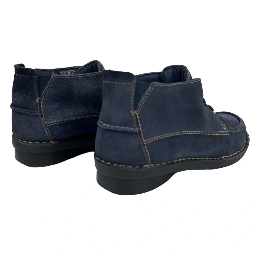 Clarks Womens‎ 7.5 Bendables 63002 Navy Blue Suede Chukka Lace-Up Ankle Boot